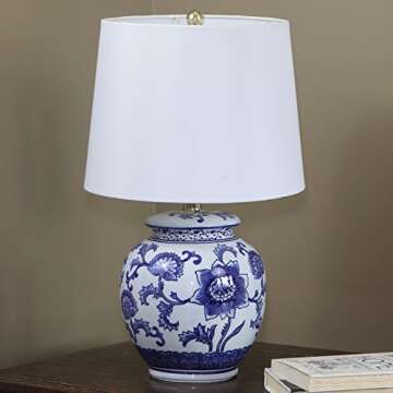 Décor Therapy Blue and White Ceramic Table Lamp – Stylish Lighting