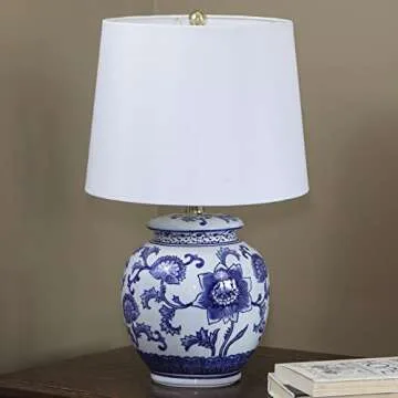Décor Therapy Blue and White Ceramic Table Lamp – Stylish Lighting