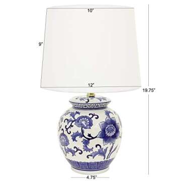 Décor Therapy Blue and White Ceramic Table Lamp – Stylish Lighting