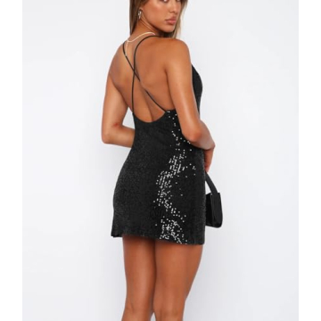 Sparkling Plefoyu Women's Sequin Mini Dress for Parties