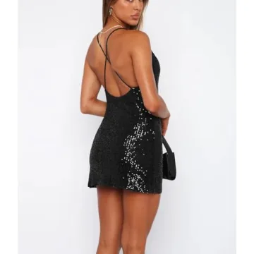 Sparkling Plefoyu Women's Sequin Mini Dress for Parties
