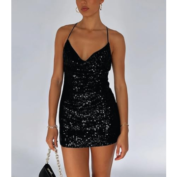 Sparkling Plefoyu Women's Sequin Mini Dress for Parties