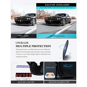 KALIYADI Sunglasses Men Polarized Sun glasses for Mens Womens Classic Matte Black Frame UV Protection 3pack(Grey/Grey/Grey)