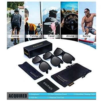 KALIYADI Sunglasses Men Polarized Sun glasses for Mens Womens Classic Matte Black Frame UV Protection 3pack(Grey/Grey/Grey)