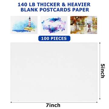 100 Pieces Watercolor Paper 140 lb/ 300 GSM Heavyweight Art Paint Paper White Water Coloring Paint Paper for Artist and Kids (5 x 7 Inch)