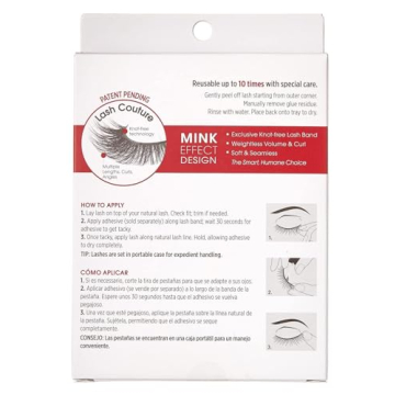 KISS Lash Couture Faux Mink False Eyelashes Multipack, Knot-Free Lash Band, Reusable, Contact Lens Friendly, Easy To Apply, Ultrafine, Tapered, Synthetic Fake Lashes, Style Little Black Dress, 4 Pairs