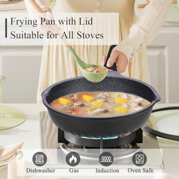 Vinchef Nonstick Skillet with Lid 11In Deep Frying Pan