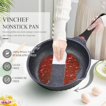 Vinchef Nonstick Skillet with Lid 11In Deep Frying Pan