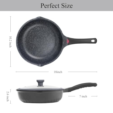 Vinchef Nonstick Skillet with Lid 11In Deep Frying Pan