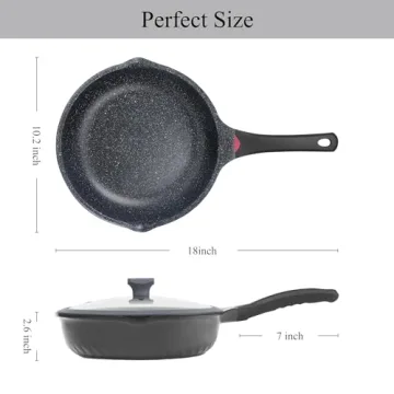Vinchef Nonstick Skillet with Lid 11In Deep Frying Pan