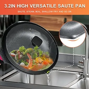 Vinchef Nonstick Skillet with Lid 11In Deep Frying Pan