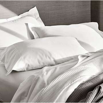 BOLL & BRANCH Percale Hemmed Sheet Set - King, White - Luxury 100% Organic Cotton, Naturally Cooling - 1 Flat, 1 Fitted, 2 Pillowcases