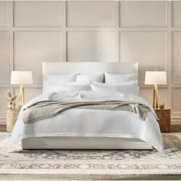 BOLL & BRANCH Percale Hemmed Sheet Set - King, White - Luxury 100% Organic Cotton, Naturally Cooling - 1 Flat, 1 Fitted, 2 Pillowcases