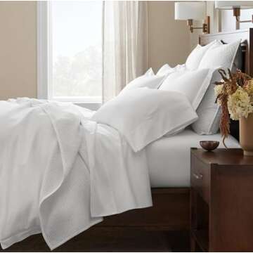 BOLL & BRANCH Percale Hemmed Sheet Set - King, White - Luxury 100% Organic Cotton, Naturally Cooling - 1 Flat, 1 Fitted, 2 Pillowcases