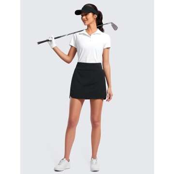CRZ YOGA High Waisted Golf Skirts for Women A Line Tennis Athletic Casual Skort with Inner Shorts Pockets