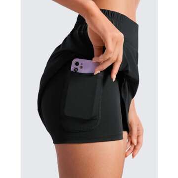 CRZ YOGA High Waisted Golf Skirts for Women A Line Tennis Athletic Casual Skort with Inner Shorts Pockets