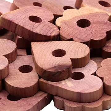 Wahdawn Aromatic Red Cedar Blocks for Clothes Storage, Fresh Scent Cedar Rings and Big Hearts for Cl...