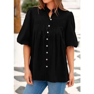 PRETTYGARDEN Women's Summer Lantern Sleeve Blouse