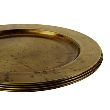 Vintage-Inspired Aged Brass Charger Plates for Dining