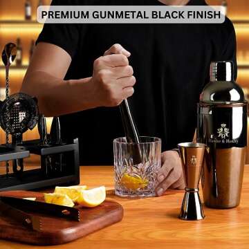 Hawke & Hanley Mixology Bartender Kit: Premium Cocktail Shaker Set with Stand & Recipes