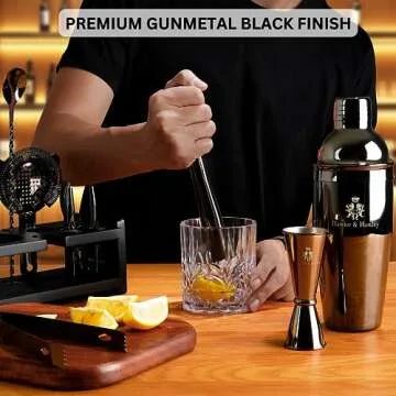 Hawke & Hanley Mixology Bartender Kit: Premium Cocktail Shaker Set with Stand & Recipes