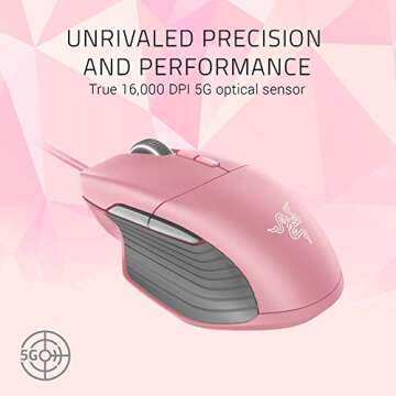 Razer Basilisk Quartz: True 16,000 5G Optical Sensor - Removable Dpi Clutch & Customizable Scroll Wh...
