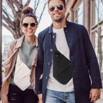 LOVEVOOK Anti Theft Crossbody Bag, Travel Sling Bag for Women and Men, Chest Shoulder Bag, Black