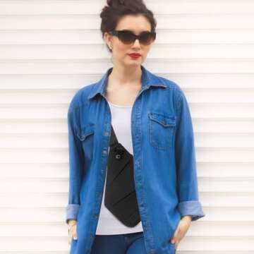 LOVEVOOK Anti Theft Crossbody Bag, Travel Sling Bag for Women and Men, Chest Shoulder Bag, Black