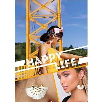 Youniker Womens Tassels Earrings Bohemian Tassel Drop Vintage Retro Tassel Dangle Boho Drop Earrings Eardrop Stud for Women (White)