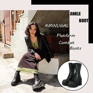 AMINUGAL Womens Wedge Heel Ankle Boots - Stylish & Comfortable Platform Booties
