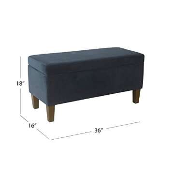 HomePop Large Upholstered Rectangular Storage Ottoman Bench with Hinged Lid, Navy