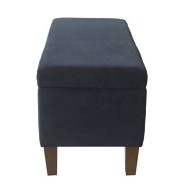 HomePop Large Upholstered Rectangular Storage Ottoman Bench with Hinged Lid, Navy