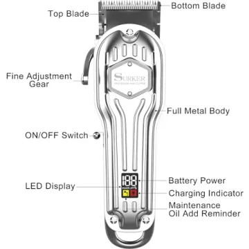 SURKER Professional Hair Clipper for Men with Long Battery Life