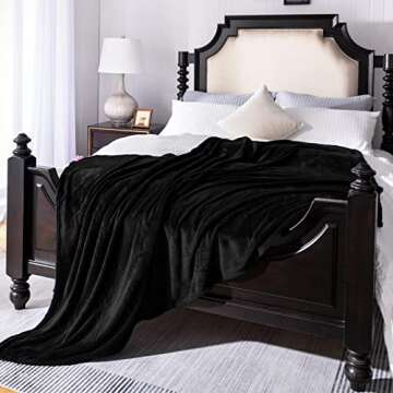 JIAHANNHA Black Fleece Throw Blanket for All Seasons