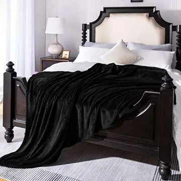 JIAHANNHA Black Fleece Throw Blanket for All Seasons