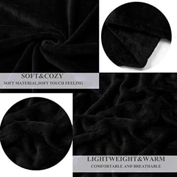 JIAHANNHA Black Fleece Throw Blanket for All Seasons