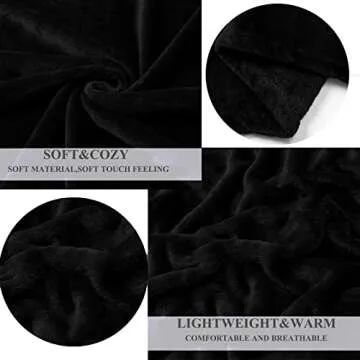 JIAHANNHA Black Fleece Throw Blanket for All Seasons