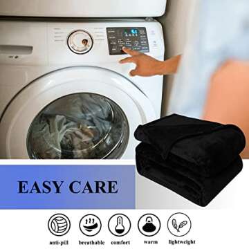 JIAHANNHA Black Fleece Throw Blanket for All Seasons