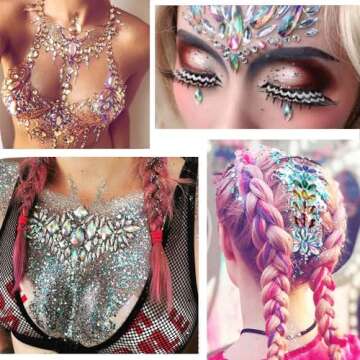 1000pcs Jewels Gems for Crafts, Flat Back AB Rhinestones for Costume Making, Cosplay, Clothes, Craft...