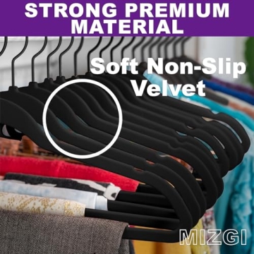 MIZGI Velvet Hangers - 30 Pack Space Saving Non-Slip