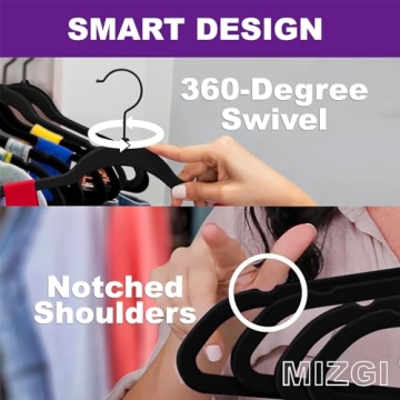 MIZGI Velvet Hangers - 30 Pack Space Saving Non-Slip
