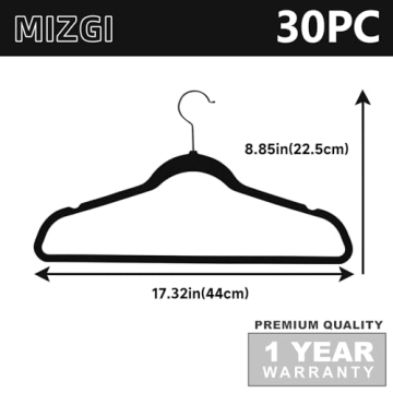 MIZGI Velvet Hangers - 30 Pack Space Saving Non-Slip