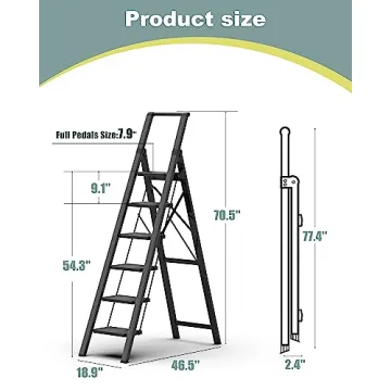 COROCO 6 Step Ladder - Lightweight & Sturdy for Home Use
