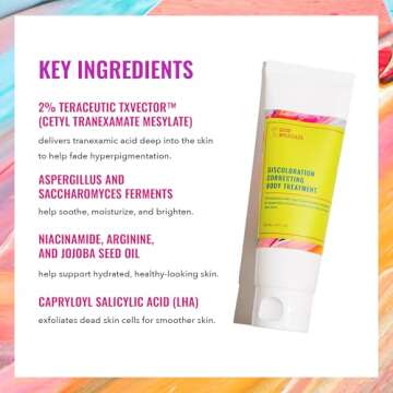 Good Molecules Discoloration Correcting Body Treatment - Cream with Tranexamic Acid Ester Salt, LHA, and Niacinamide - Anti-aging Skincare for Body