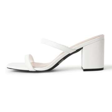 J. Adams Stormi Heeled Sandals Women Dressy Summer Flat Mules- Square Toe Double Band Low Block Heel...