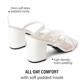 J. Adams Stormi Heeled Sandals Women Dressy Summer Flat Mules- Square Toe Double Band Low Block Heel Sandals - Chunky Sandals for Women - Summer Sandals, Womens Dress Sandals, Women's Heeled Sandals