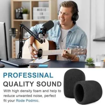 Windscreen for Rode Podmic, 2Pack Microphone Pop Filter Foam Cover Compatible with Rode Podmic, Procaster, Podcaster, NT1, NT-USB, Mic Cover Replacement for Noise Reduction By ChromLives, Black