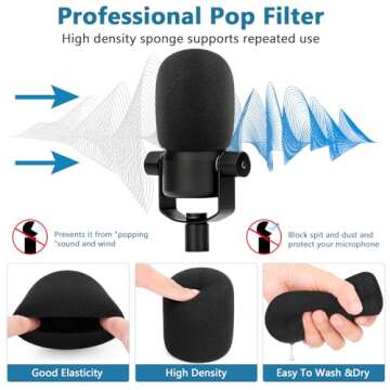 Windscreen for Rode Podmic, 2Pack Microphone Pop Filter Foam Cover Compatible with Rode Podmic, Procaster, Podcaster, NT1, NT-USB, Mic Cover Replacement for Noise Reduction By ChromLives, Black