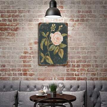 Charming Vintage Pink Rose Tin Sign Floral Plant Poster Distressed Black Wall Plaque Hanging Iron Painting Spring Summer Farmhouse Home Kitchen Bedroom Bathroom Wall Decor Gift for Friends 5.5x8