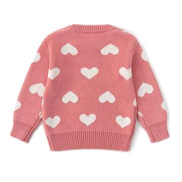 Simplee kids Baby Girls' Valentine's Sweater Pink Pullover Coat Cotton Sweater Patterns to Knit Hear...